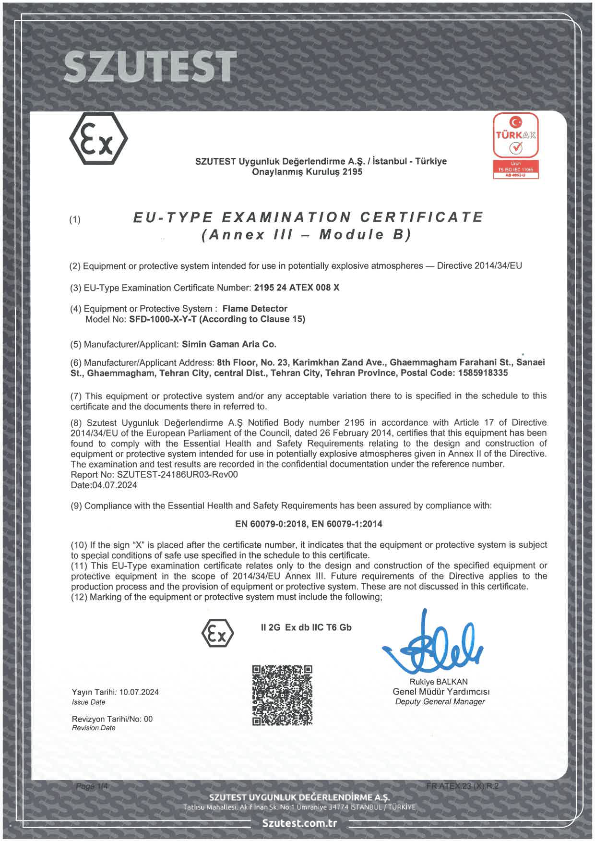 ATEX Certificate-SFD-1000-Flame Detector