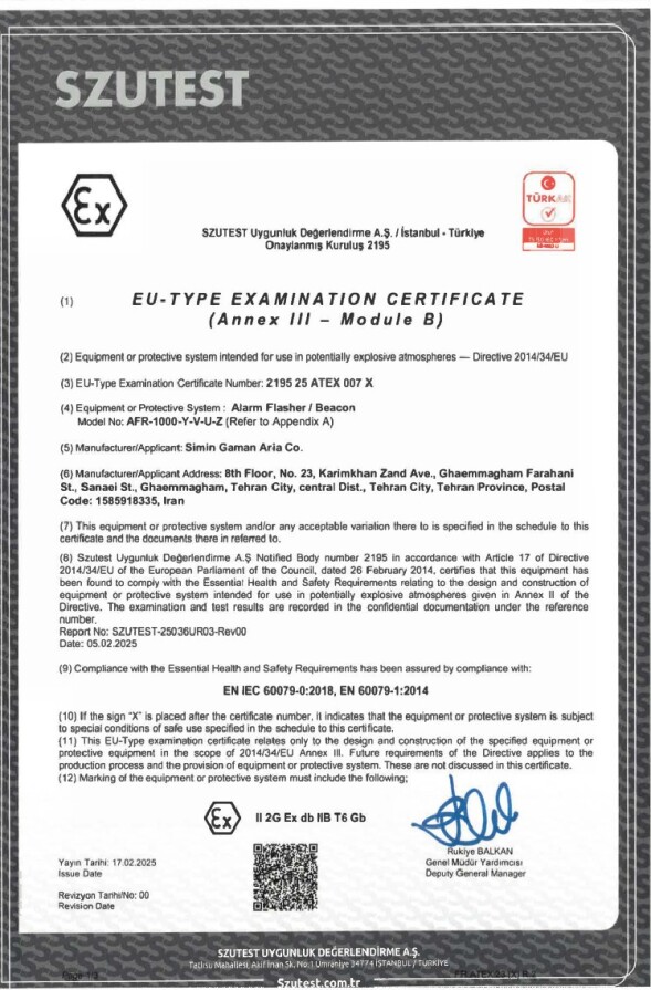 ATEX Certificate-AFR-1000